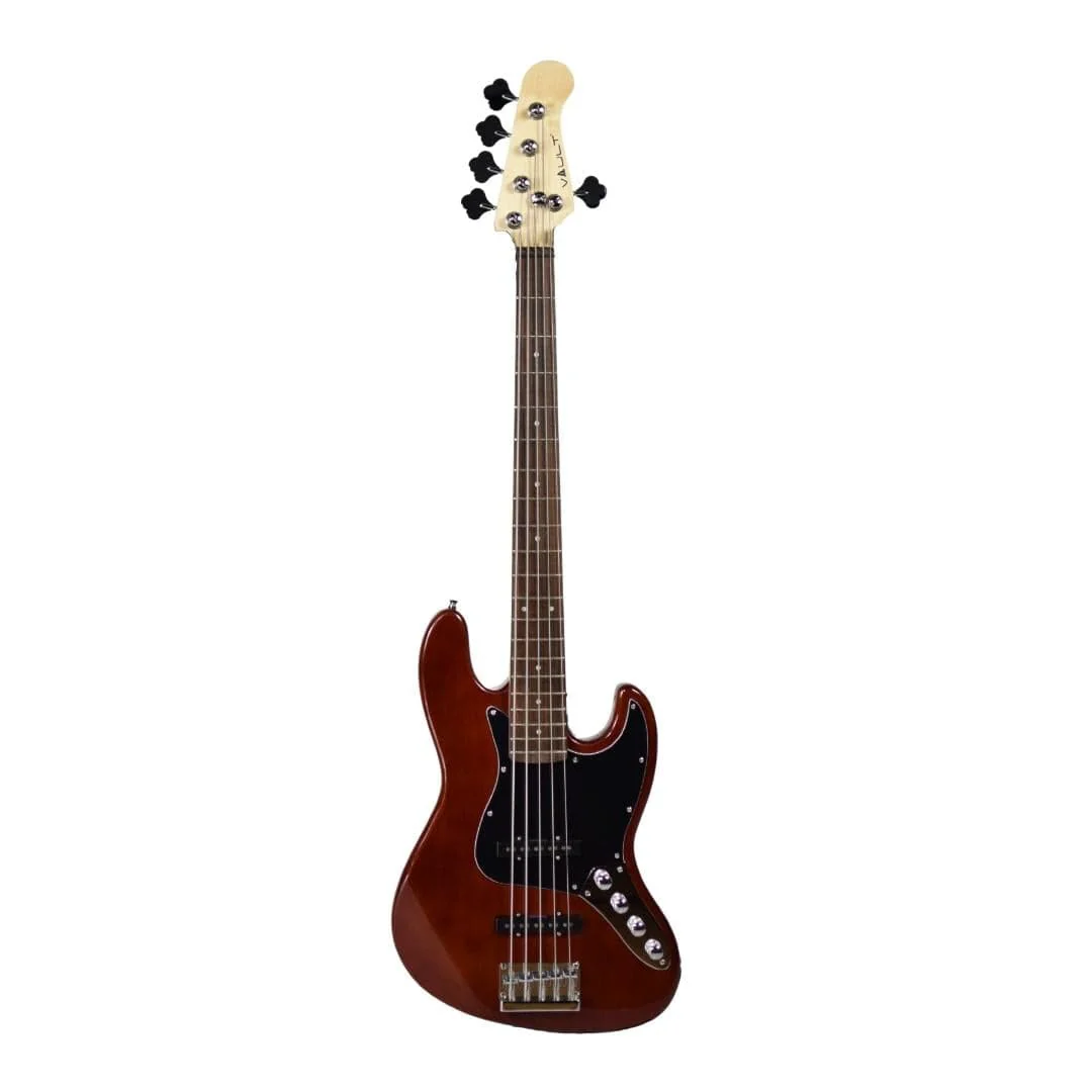 Vault Performer Pro JB4 String Electric Bass Guitar with Gigbag - High Gloss Solid Mahogany - Image 12