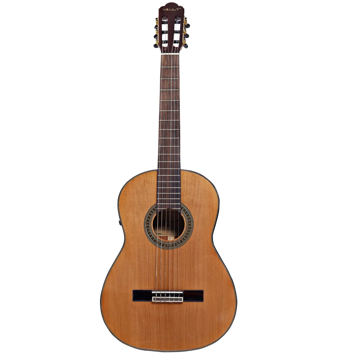 Vault Performer Pro Premium Classical Guitar with All Solid wood and Transacoustic EQ with Delay, Reverb, Chorus onboard effects and 25mm Paded Gigbag - Image 2