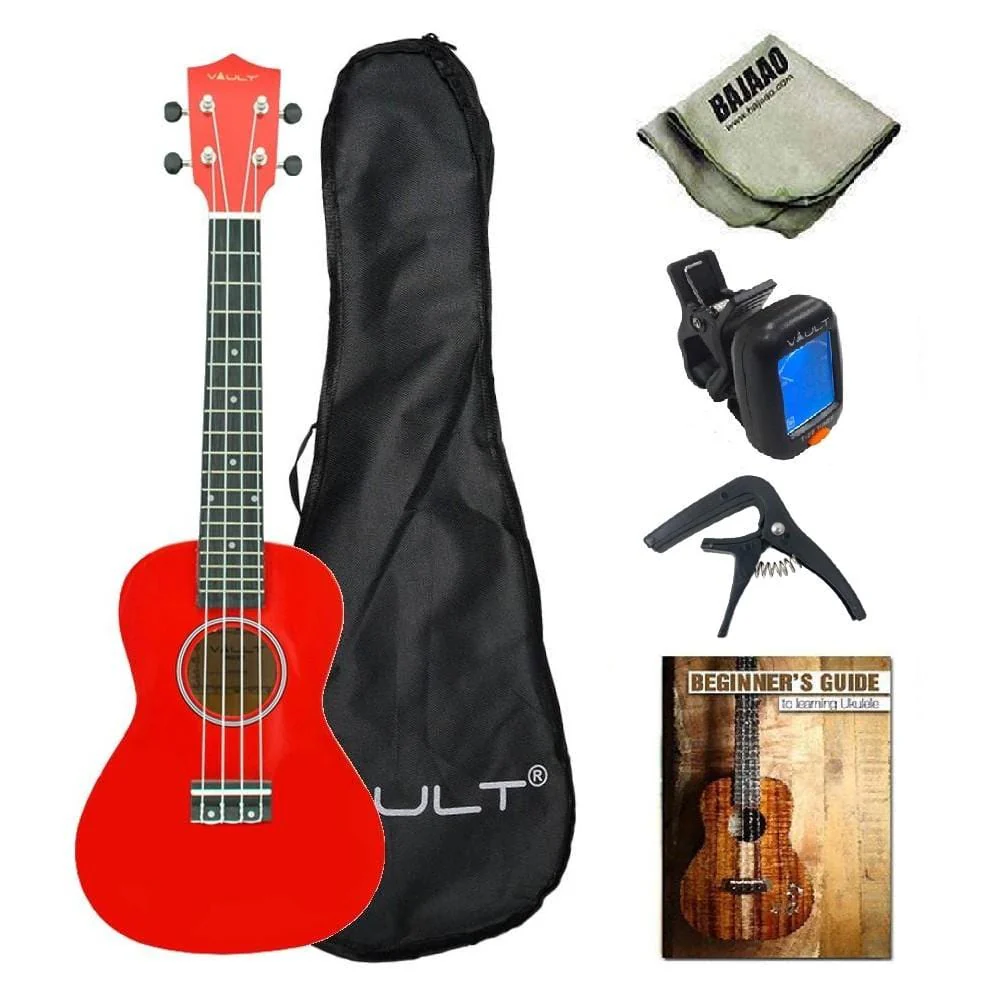 Vault UK-003 Concert Colourful 23-Inch Ukulele With Gig Bag, Tuner, Capo, Polishing Cloth & Ebook