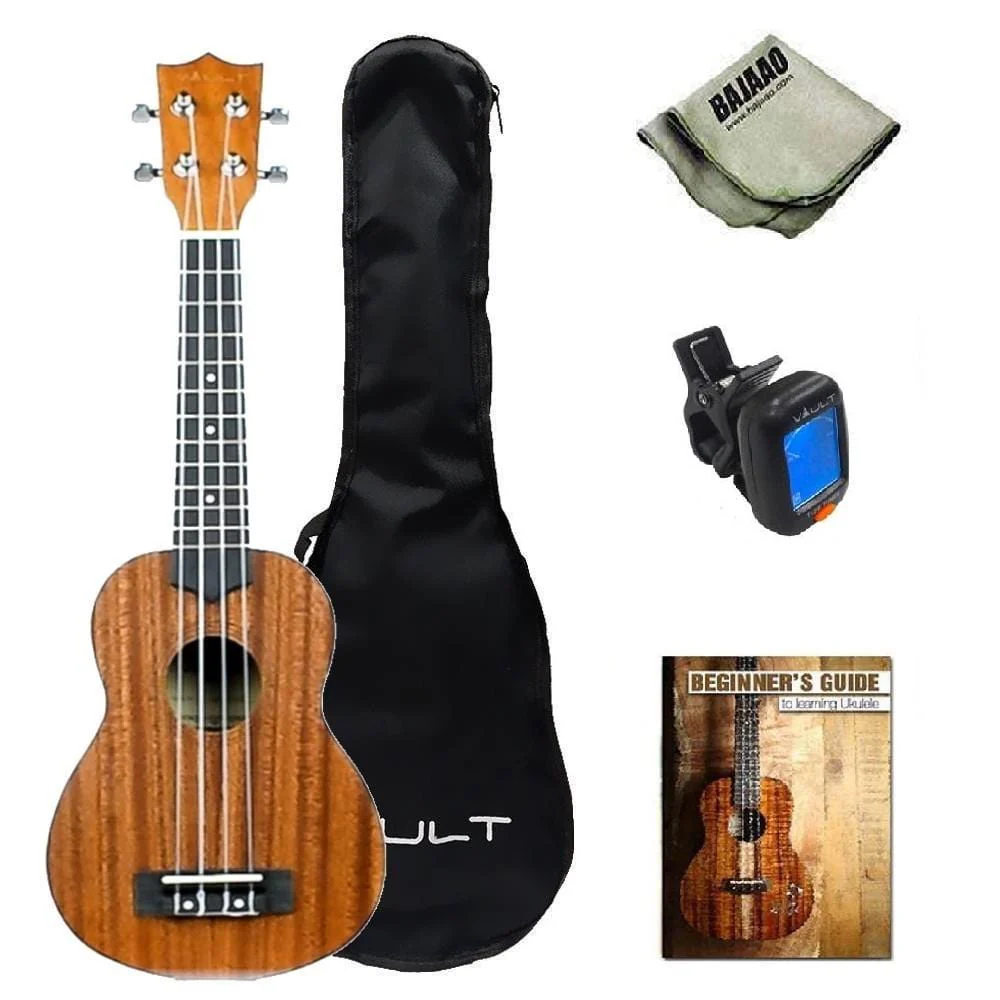 Vault UK-100S 21 Inch Arched Back Soprano Ukulele Bundle