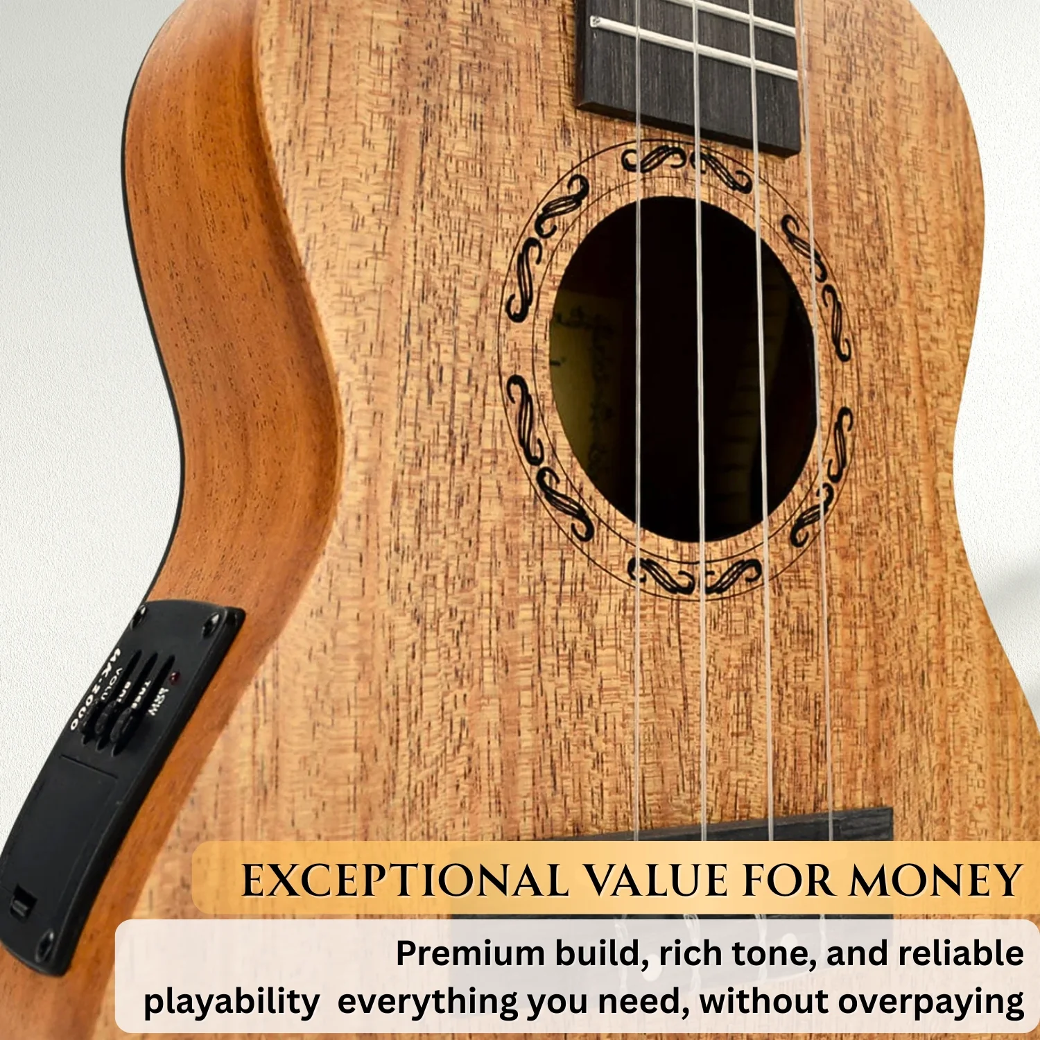 Vault UK-2000TCE 26-Inch Solid Mahogany Top Premium Electro-Acoustic Tenor Ukulele With EQ & Gigbag - Image 10