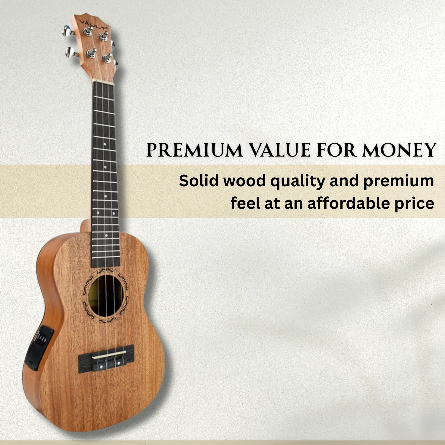 Vault UK-2000TCE 26-Inch Solid Mahogany Top Premium Electro-Acoustic Tenor Ukulele With EQ & Gigbag - Image 6
