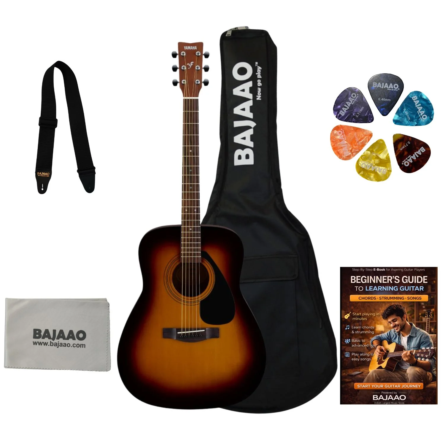Yamaha F280 40 Inch Acoustic Guitar With Strap, Polishing Cloth, Picks & E-book - Image 10