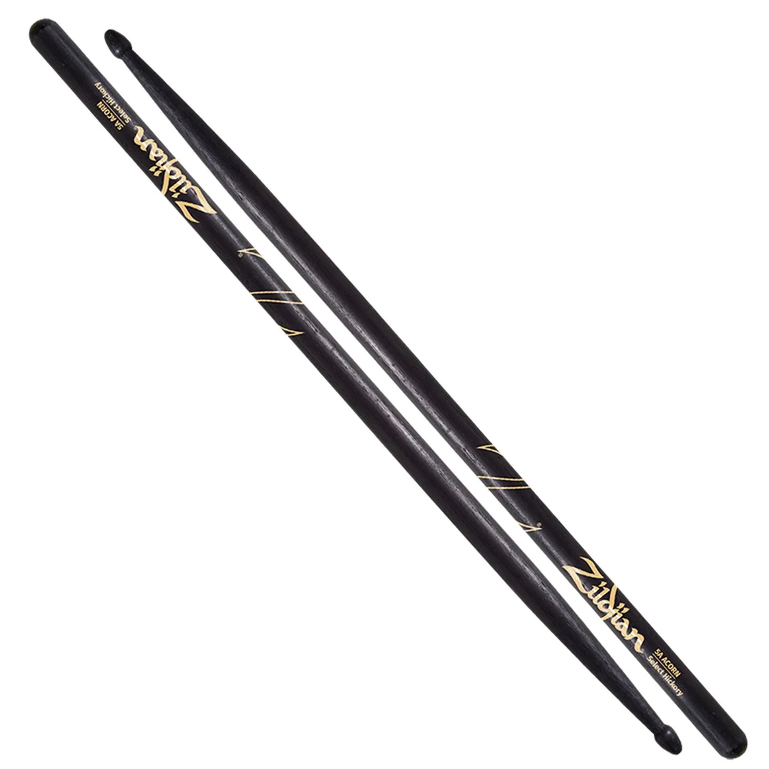 ZILDJIAN 5ACB ACORN BLACK DRUM STICKS - 5A