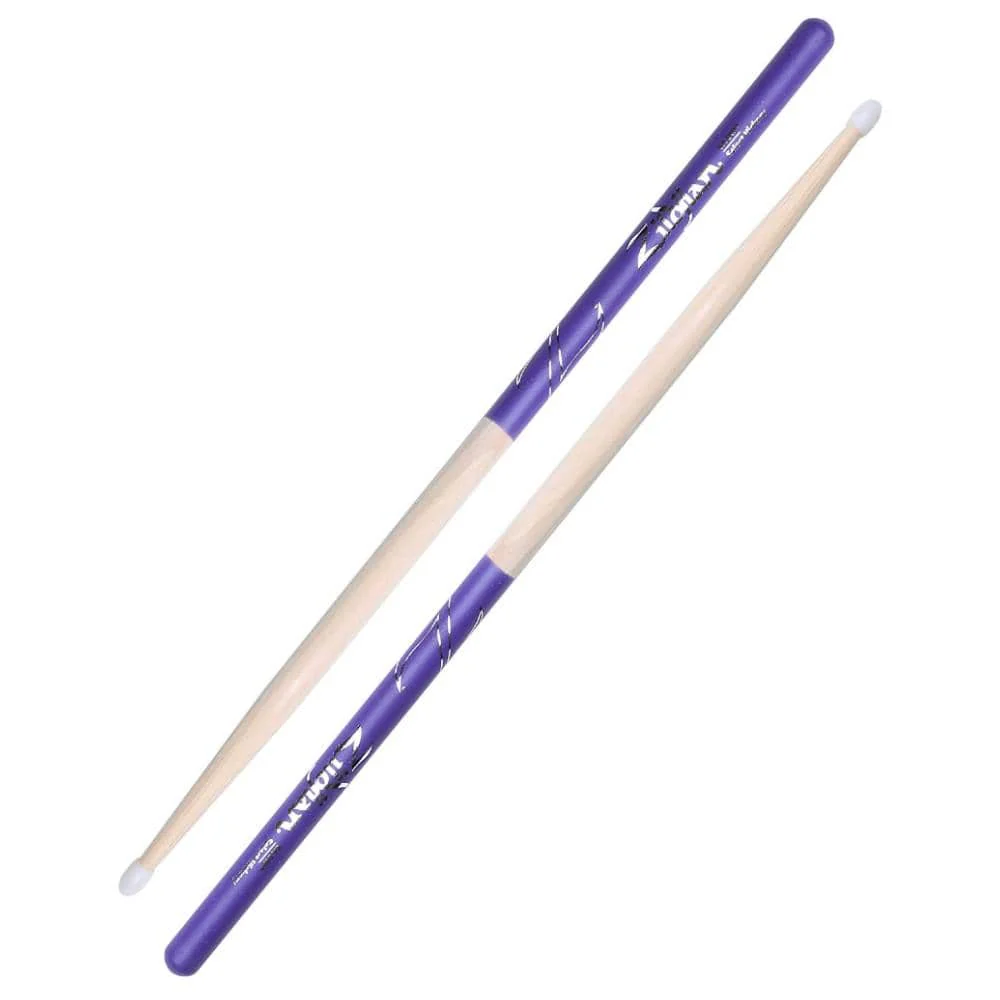 Zildjian Z5ANDP Nylon Tip Hickory Drumsticks - Purple Dip - 5A