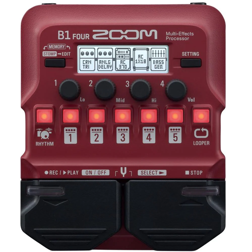 Zoom B1X & B1 Four Bass Multi Guitar Effect Pedals- Red - Image 2